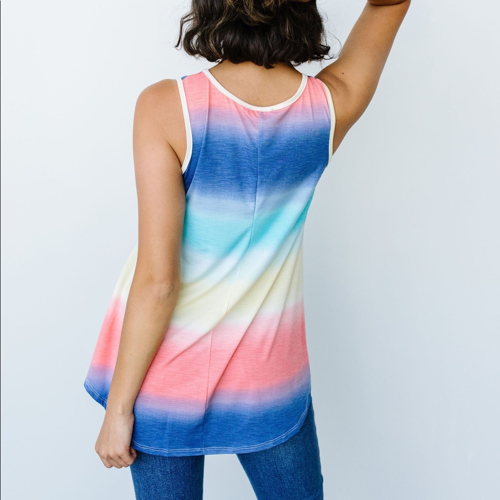 Pastel Gradient Stripes in Blue & Coral - Picture 7 of 13